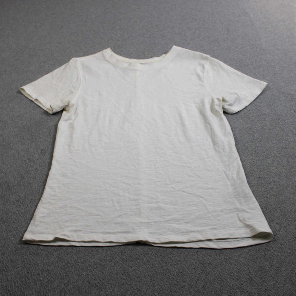 Quince T-Shirt Women Medium White Organic Cotton Crew Neck Jersey Basic Tee Comf